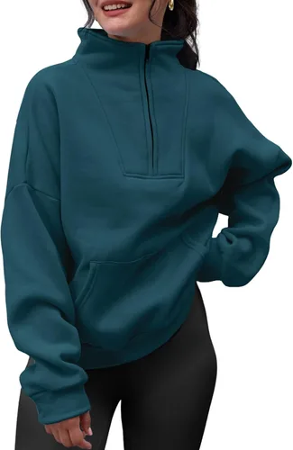 Miniatura 2 de Trendy Queen Sudaderas con media cremallera, sudaderas con capucha de gran tamaño, suéteres de otoño 2023 Y2K ropa de invierno