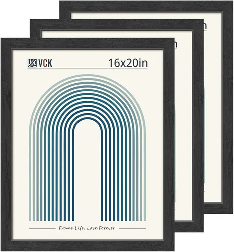 Miniatura 9 de VCK Juego de 3 portarretratos de madera negra de 8 x 10 pulgadas con exclusiva veta de madera, marco para el hogar, estudio y galería, mesa o colgar