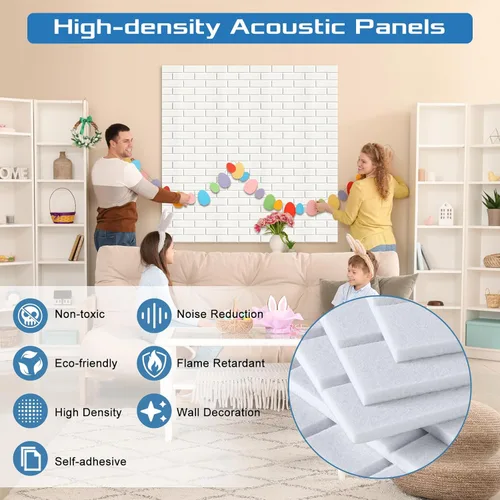 Miniatura 4 de Paquete de 18 paneles acústicos de pared, paneles de espuma absorbentes de sonido de 12 x 12 pulgadas, paneles de pared autoadhesivos con reducción