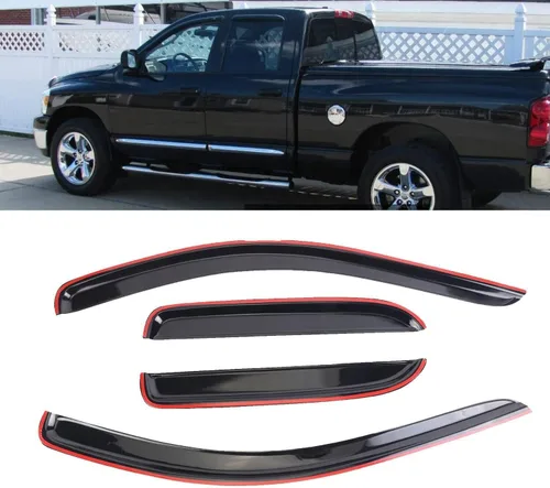 DYRDINSHOW 4 unidades de deflectores de ventana adhesivos para sol y lluvia para Dodge Ram 1500 2002-2008, Ram 2500 y 3500 2003-2009 con cabina