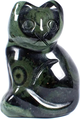 Miniatura 33 de Justinstones Escultura de gato tallada de cristal de cuarzo, estatua de gato de animal gatito de 1.181 in, mini figura de gato sentado de cristal