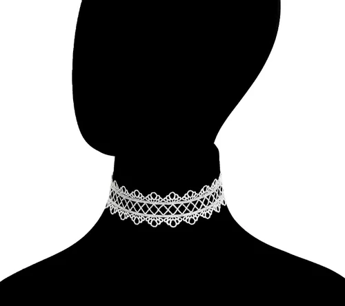 Miniatura 5 de LINKY Conjunto de joyería de 10 piezas de gargantilla de encaje blanco para mujeres y niñas,
