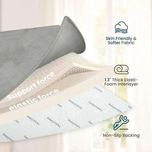 Miniatura 7 de Huloo Sleep Alfombra de Juego para Bebés para Piso, Espesor de 1.3" de Espuma Elástica, Alfombra de 1.27m×1.27m para Tiempo de Barriga, Terciopelo