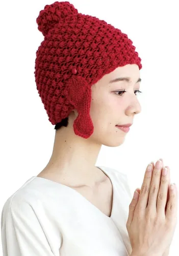 Miniatura 8 de Gorro de punto hecho a mano con cabeza de Buda para mujer, para invierno, patinaje, camping, senderismo, gorro cálido Amarillo