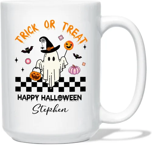 Miniatura 18 de Taza de café blanca personalizada de Halloween Besties, Besties Forever y 3 tazas de café Boo de 11 onzas y 15 onzas, bonita taza de cerámica Boo
