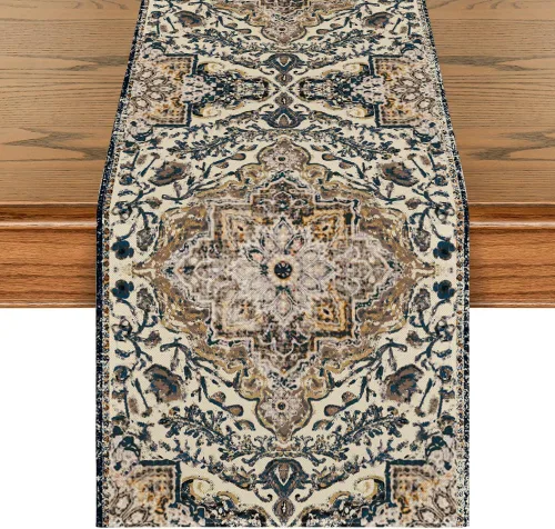 Miniatura 9 de Artoid Mode Camino de Mesa Estilo Boho Bohemia Naranja, Decoración Mágica de Otoño para Cocina y Comedor de Estilo Rústico y Granja, para Decoración