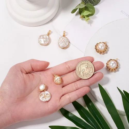 Miniatura 6 de Colgantes de perlas de agua dulce cultivadas naturales mezcladas teñidas perlas reales colgantes para pendientes, collares, pulseras joyería