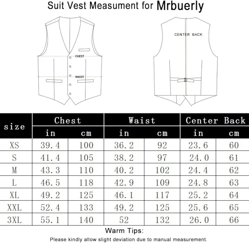 Miniatura 2 de Mrbuerly Chaleco de traje para hombre, chaleco de esmoquin para boda, chaleco formal con cuello en V