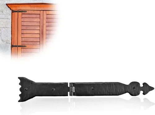 Miniatura 11 de Paquete de 2 bisagras de hierro forjado negro de 9 pulgadas, bisagras decorativas de hierro forjado, bisagras de hierro rústico para persianas