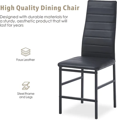 Miniatura 6 de Juego de mesa y silla de comedor de 7 piezas, juego de mesa de comedor para 6 mesas de cocina con 6 sillas, mesa rectangular de vidrio con 6 sillas