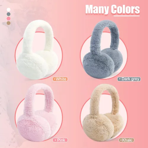 Miniatura 6 de NASULAR Orejeras de invierno para niños, orejeras cálidas para niñas, lindos calentadores de orejas peludos para niños, fundas plegables