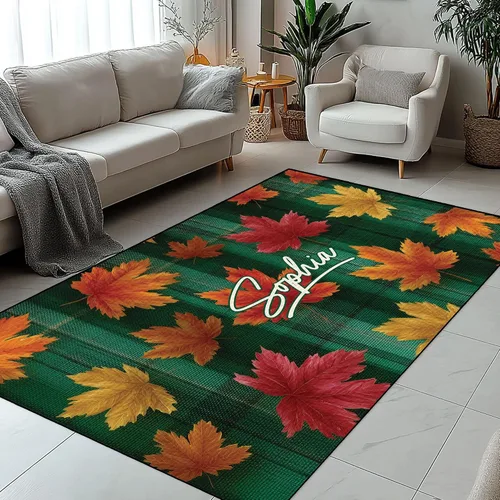 Miniatura 10 de Alfombra de otoño personalizada – Alfombra de interior y exterior para porche, entrada, sala de estar – Nombre personalizado pasillo pasillo – 3