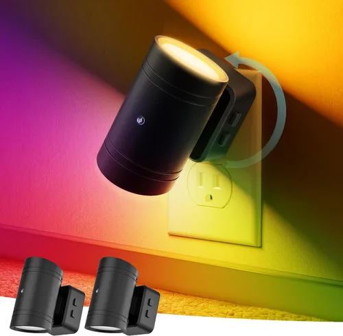 Miniatura 20 de Briignite - Luces nocturnas led enchufables, 3CCT, sensor de anochecer a amanecer, de 3000 K, regulable para pasillo, dormitorio, escalera, paquete