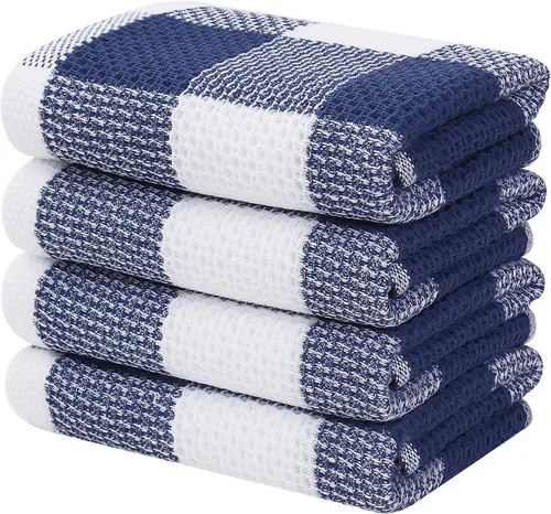 Miniatura 10 de Homaxy Paños de cocina 100% algodón, tejido gofre a cuadros, 12 x 12 pulgadas, toallas para platos súper suaves y absorbentes, de secado rápido