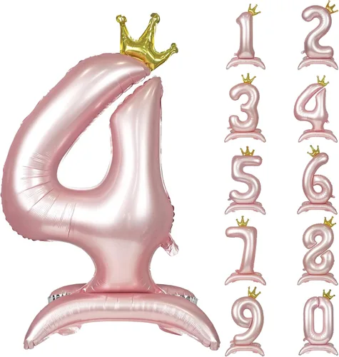 Miniatura 56 de Globos de aluminio grandes con corona negra número 0 para niños y niñas, cumpleaños, boda, aniversario, fiesta, baby shower, suministros 0