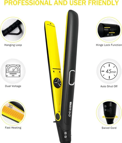 Miniatura 5 de IBROO Plancha de cerámica para el cabello, 15% más largo de 1 pulgada de turmalina alisadora en uno, plancha recta de 230 a 450 ℉ para cabello