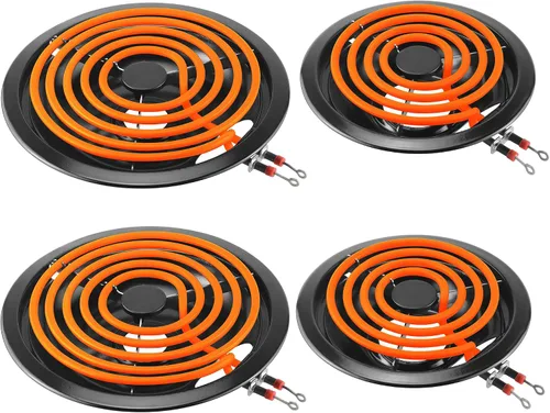 Miniatura 8 de Sartenes de goteo para quemador de porcelana negra, 2 WB31M19 (8 pulgadas), 2 WB31M20 (6 pulgadas) y repuesto para quemador de estufa eléctrica, 2