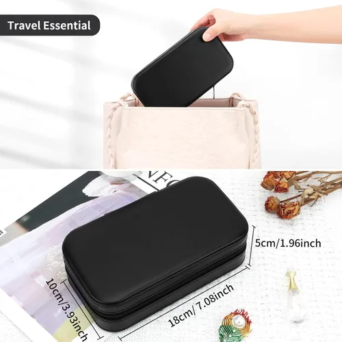 Miniatura 5 de DesignSter Joyero de viaje, estuche de joyería portátil de piel sintética, cajas de joyería pequeñas para regalos, organizador de joyas de viaje