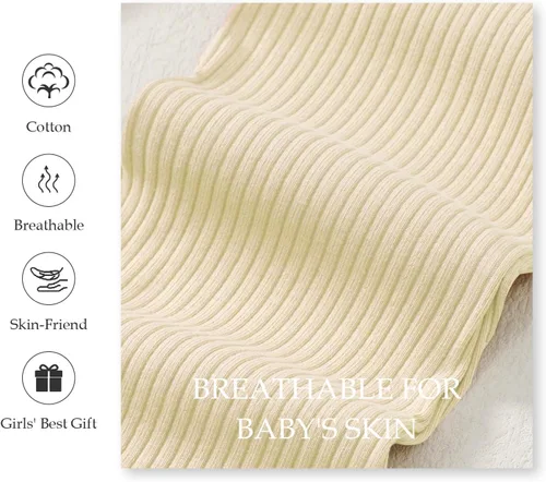 Miniatura 5 de SOBOWO Pantalones acampanados para bebé, paquete de 3 unidades para niña pequeña, color liso, acanalado, con volantes, pantalones acampanados