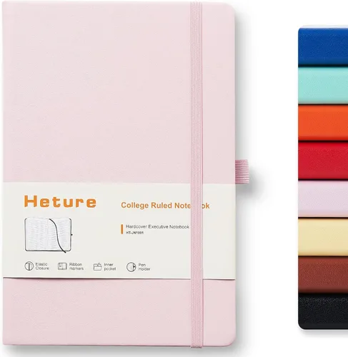 Miniatura 14 de Heture Cuadernos de tapa dura, cuadernos rayados A5 para escribir 160 páginas, 8.2 x 5.5 pulgadas, cuadernos clásicos a rayas para universidad, Negro