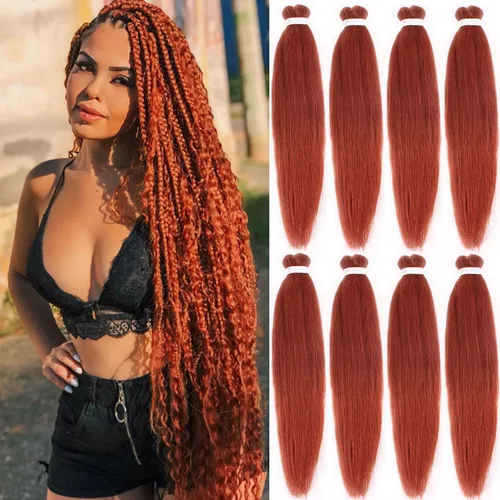 Miniatura 6 de Leeven 26 pulgadas, 2 paquetes de cabello trenzado color lila claro preestirado, cabello trenzado lavanda preestirado, extensiones de cabello