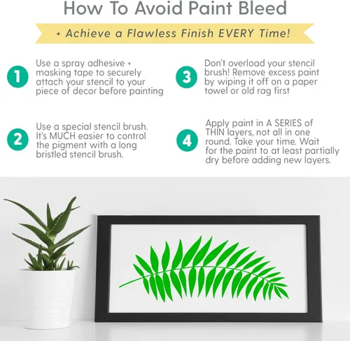 Miniatura 7 de Plantillas de hojas (3 diseños), plantillas grandes de hojas tropicales para pintar pisos, paredes, azulejos, muebles, tela, madera, cada una