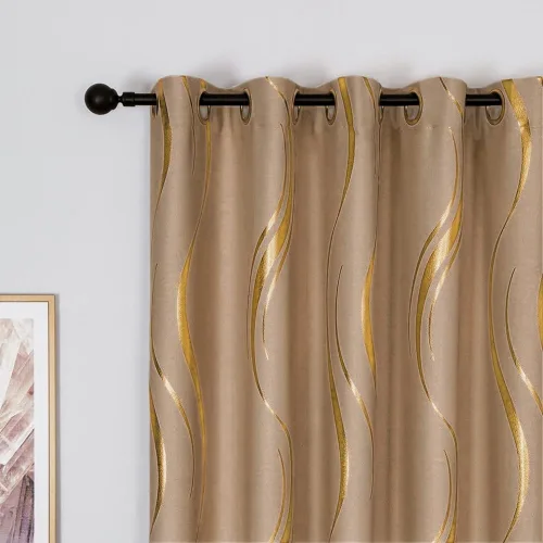 Miniatura 17 de MYRU Juego de 2 paneles de cortinas cortas de cocina para dormitorio, cortinas de rayas con estampado de aluminio para sala de estar