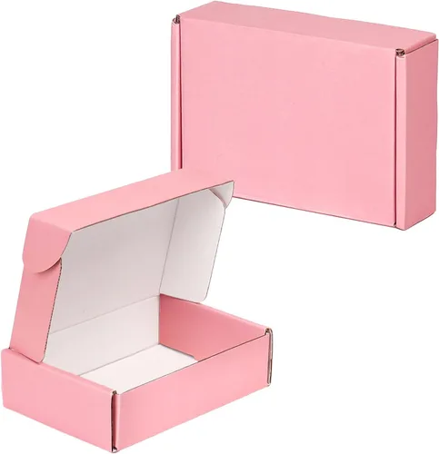 Paquete de 30 cajas de envío pequeñas de 6 x 4 x 1.6 pulgadas, cajas de cartón corrugado rosa para embalaje, envío y correo para pequeñas empresas