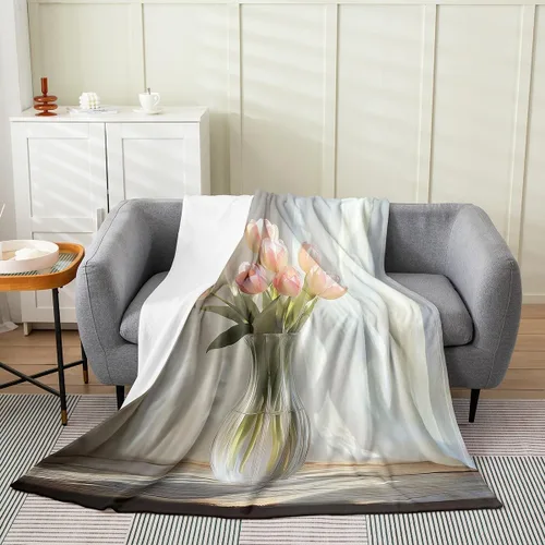 Miniatura 17 de Erosebridal Roses Throw Blanket 40x50 Inch Sofa Bed Couch Decor,Oil Painting Rose Fleece Blanket,Spring Natural Theme Flannel Blankets Luxury