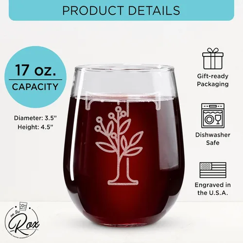 Miniatura 2 de On The Rox Drinks Regalos con monograma para mujeres y hombres – Letra A-Z inicial grabada monograma sin tallo, copa de vino – Regalos de vino