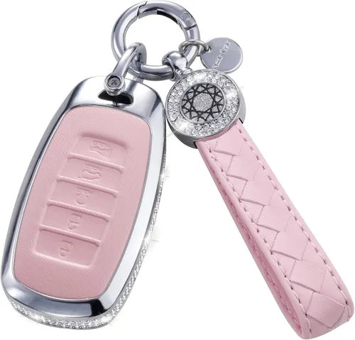 Miniatura 19 de Funda para Llave Honda con Llavero, Carcasa Protectora de Cuero Genuino Rosa con Cristales Compatible con Honda Accord Civic CRV Pilot Odyssey 2022
