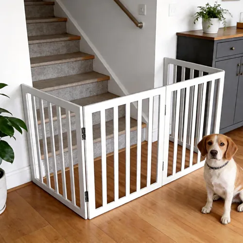Miniatura 3 de Puerta para perros para interiores, valla independiente para perros, para la casa, puertas, pasillos o escaleras, puerta para mascotas plegable
