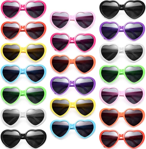 Pibupibu Paquete de 1020 gafas de sol de estilo retro con corazón de colores neón