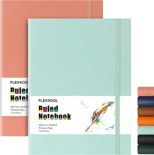 Miniatura 11 de Diarios de negocios, paquete de 2 cuadernos B5 de rayas universitarias de tapa suave grande con papel rayado grueso de 100gsm, 376 páginas