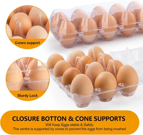 Miniatura 4 de 48 paquetes de cartones para huevos económicos a granel de 12 unidades, 1 docena de cartones para huevos transparentes y vacíos para huevos