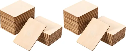 Miniatura 8 de Boao Cuadrados de madera en blanco, piezas de madera sin terminar, esquinas redondas cuadradas de madera para proyectos de manualidades, decoración