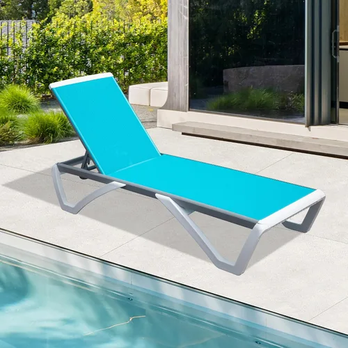 Miniatura 18 de Domi - Tumbona de aluminio para exteriores con respaldo ajustable, para playa, patio, balcón, piscina (1 silla marrón)