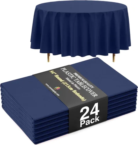 Miniatura 27 de Exquisite 66% Thicker Premium Aqua Round Tablecloth 0.5 Mil 6 Pack Plastic Table Cloth Disposable 84 Inch Round Plastic Tablecloth Won't Tear Easily