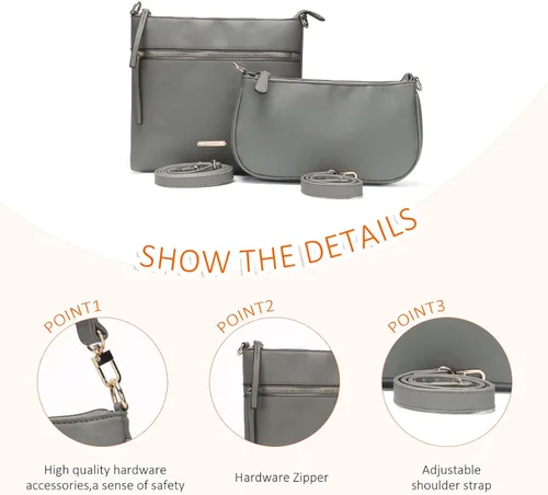 Miniatura 5 de Monederos y bolsos de mano para mujer, bolsos de hombro con asa superior, juego de 3 piezas