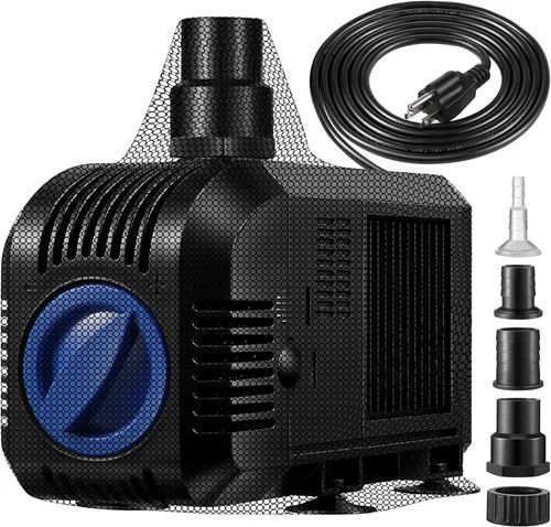 Bomba de agua sumergible de 1600 GPH, bomba de fuente de agua eléctrica de 100 W, kit de bomba de estanque para jardín, piscina, peces, acuario
