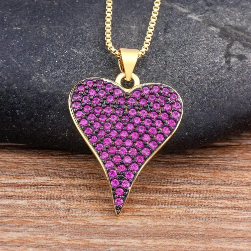 Joyería de moda Rosario turco hip hop, collar romántico en forma de corazón, dulce niña, 4 colores, dije de piedra para el día de San Valentín,