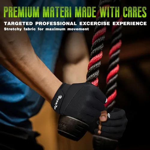 Miniatura 5 de Seektop Guantes de entrenamiento para hombres y mujeres, guantes de levantamiento de pesas con protección completa, excelente agarre, gimnasio