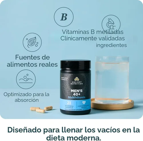 Miniatura 4 de Ancient Nutrition, Multivitamínico para hombre 40 Plus 3 días, 90