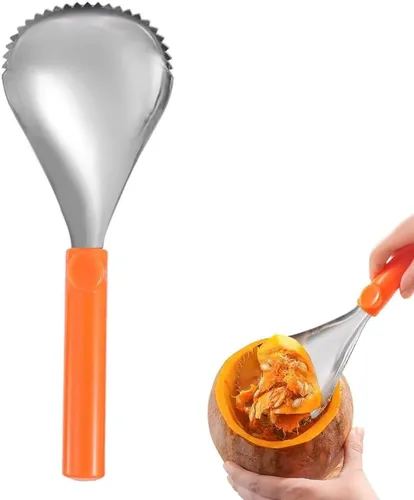 MAGICLULU Cuchara dentada de calabaza para quitar el núcleo de calabaza, cuchara de acero inoxidable para frutas, verduras, cocina del hogar, 9.82 x