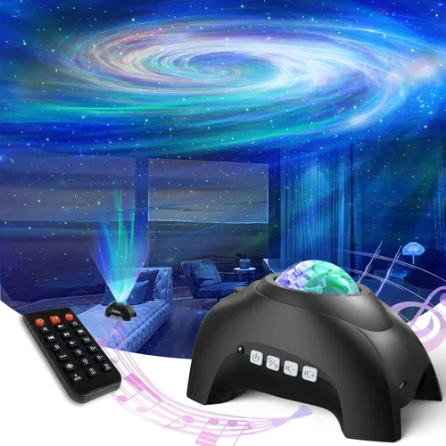 AIRIVO - Proyector de estrellas, proyector de luz nocturna y altavoz de música y ruido blanco, proyector de máquina de sonido para niños adultos,