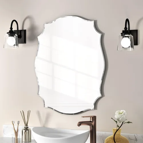 Miniatura 14 de KOHROS Espejo ovalado sin marco de 20 x 28 pulgadas, espejo de pared de baño con borde biselado pulido, antioxidante, vidrio templado (plateado)