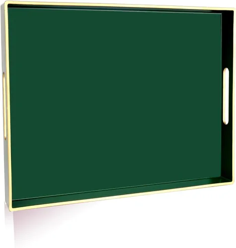 Miniatura 13 de Gifturbo - Bandeja de servir negra, bandejas de servir decorativas de mármol con asas, bandejas rectangulares de plástico para mesa de café otomanas