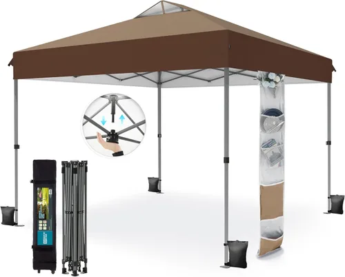 Miniatura 19 de PHI VILLA Tienda de campaña desplegable de 10 x 10 pies para exteriores, para eventos, fiestas, tienda de campaña de 100 pies cuadrados, color blanco