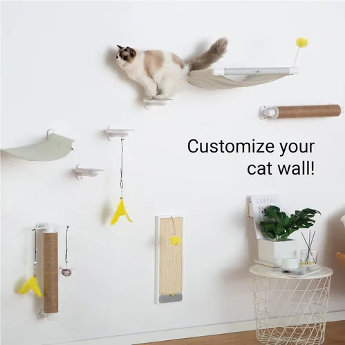 Miniatura 6 de SVD.PET Paquete de 2 escalones de pared para gatos, escaleras de escalada para gatos con almohadilla de fieltro reemplazable, estantes de escalada