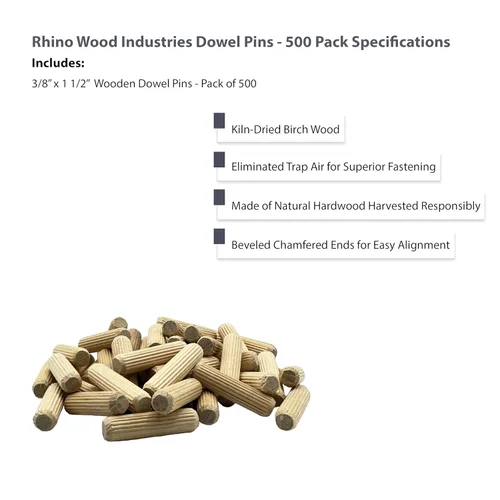 Miniatura 3 de 3/8" x 1 1/2" - Paquete de 500 pasadores de madera - Secados al horno, estriados y biselados (3/8" x 1 1/2", 500 unidades)